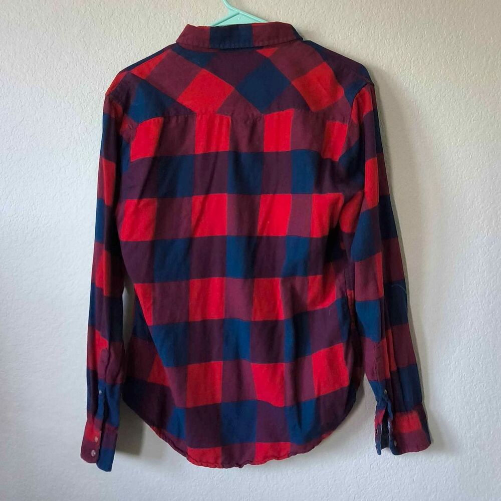 Jachs Girlfriend Red Buffalo Plaid Western Flannel Button Up Cotton M - Picture 3 of 5